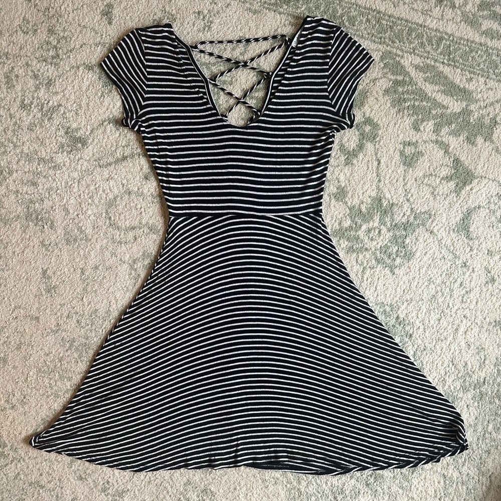 Flattering Striped Skater Mini Dress